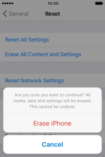 Press Erase iPhone. Wait a moment while the factory default settings are restored.
Follow the instructions on the screen to set up your phone and prepare it for use. Press Erase iPhone. Wait a moment while the factory default settings are restored.
Follow the instructions on the screen to set up your phone and prepare it for use.