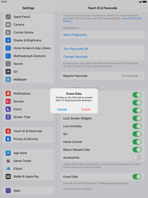 If you turn on the function, press Enable.