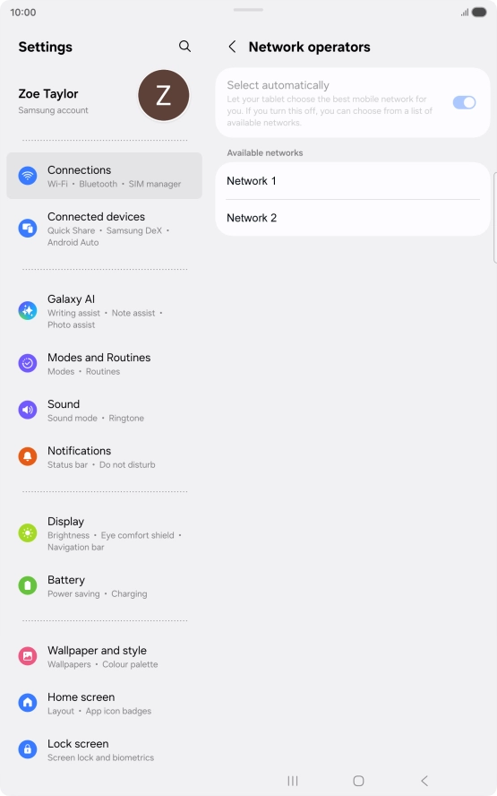 Press the required network. Press the required network.
