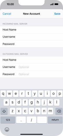Press Username and key in the username for your email account. Please note that if you're using Vodafone's outgoing server, leave the username field empty.