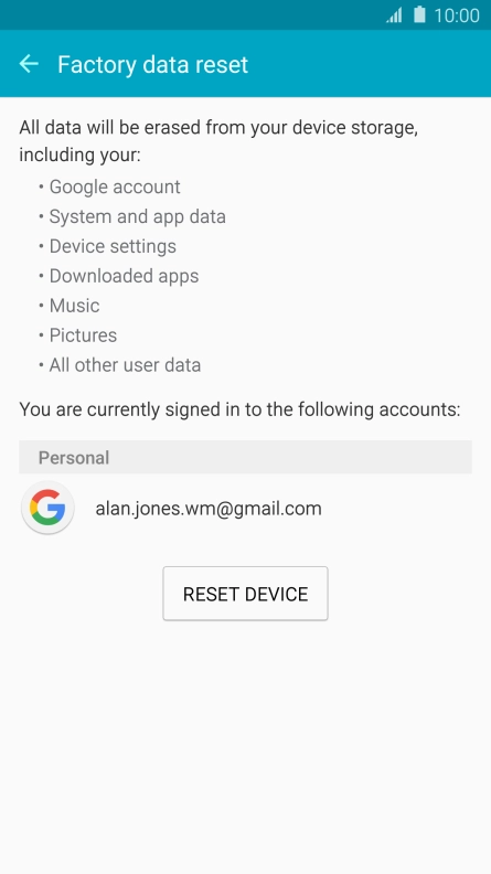 Press RESET DEVICE.