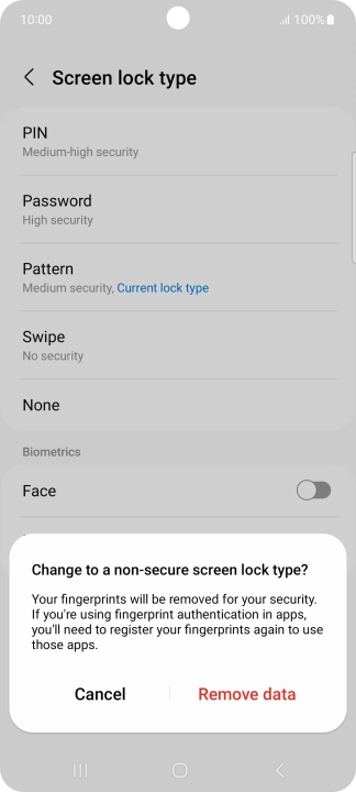 Press Remove data.