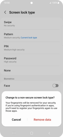 Press Remove data.