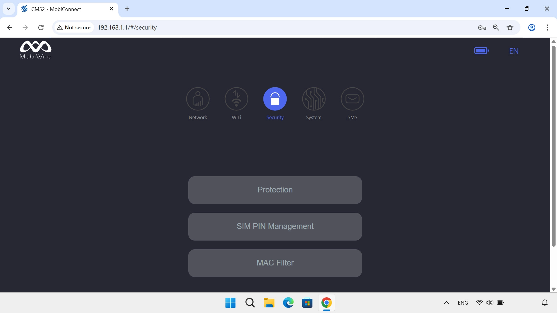 In Security, you can change various security settings. Among other things, you can turn the SIM PIN on or off and change the SIM PIN.