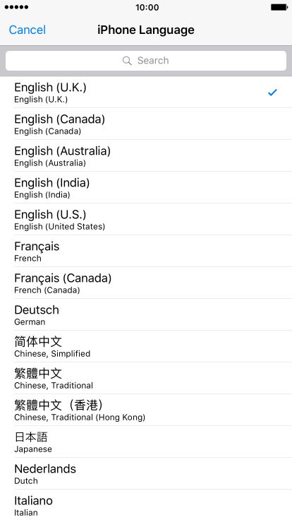 Press the required language.