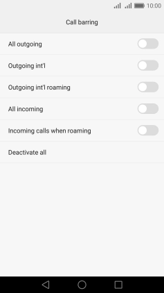 Press the required barring type. Press the required barring type.