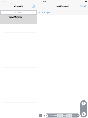 Let go to stop the sound recording and press arrow up to send the sound recording.