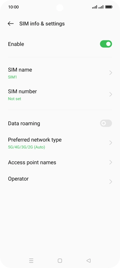 Press Preferred network type.