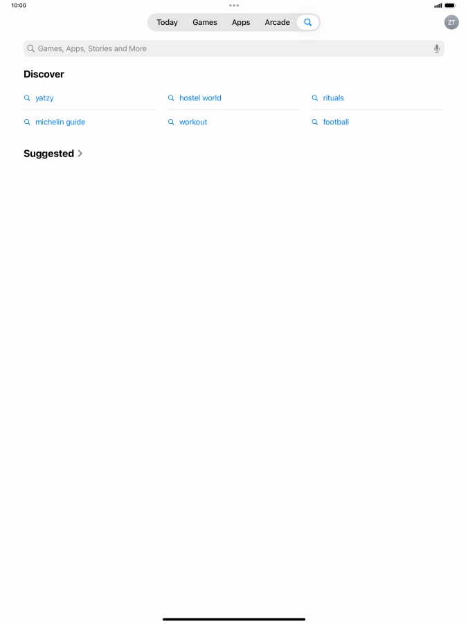 Press the search field.