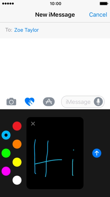 Press the send icon when you've finished your iMessage. Press the send icon when you've finished your iMessage.