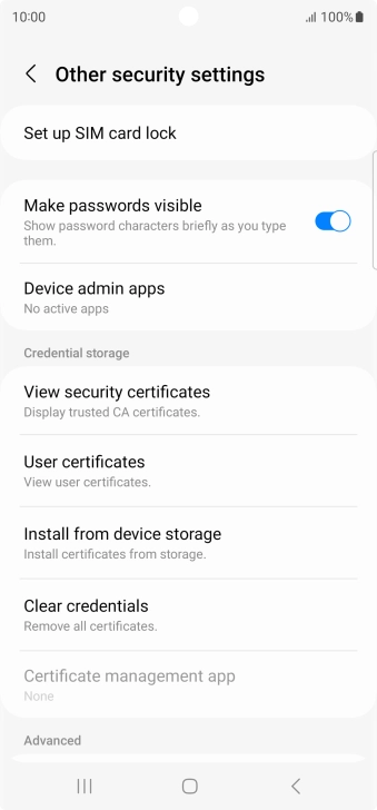 Press Set up SIM card lock. Press Set up SIM card lock.
