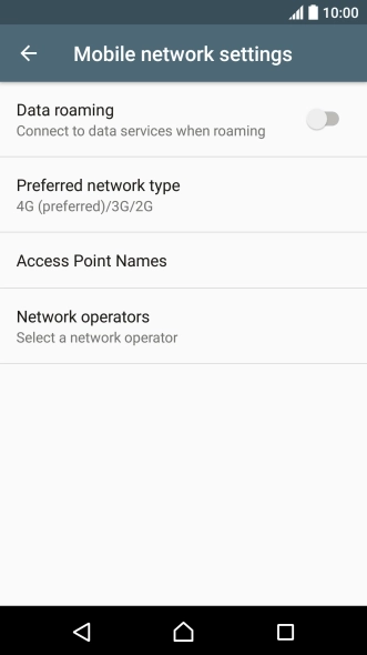 Press Preferred network type.
