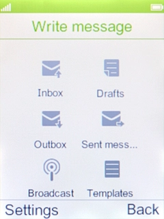 Select Write message and press the Left selection key. Select Write message and press the Left selection key.