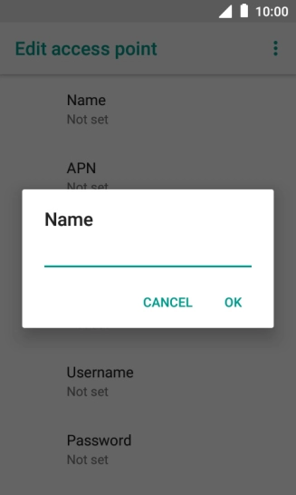Key in Vodafone Internet and press OK.