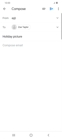 Press the text input field and write the text for your email message.
