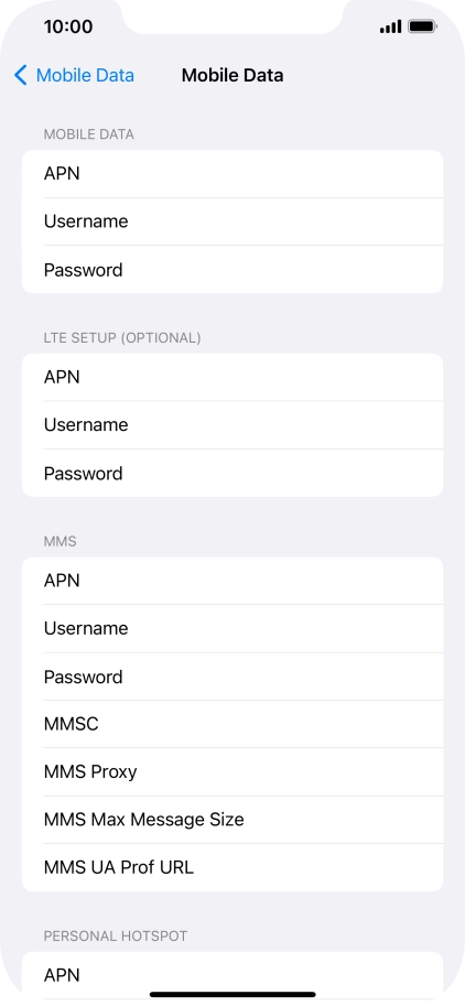 Press APN and key in live.vodafone.com.