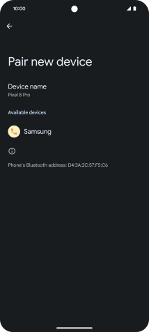 Press the required Bluetooth device and follow the instructions on the screen to pair the device with your phone. Press the required Bluetooth device and follow the instructions on the screen to pair the device with your phone.