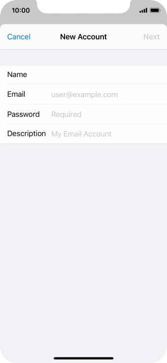 Press Email and key in your email address.