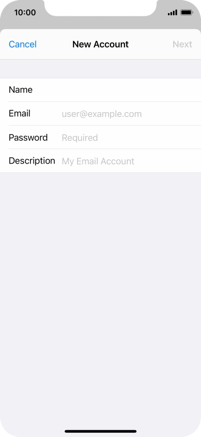 Press Email and key in your email address.