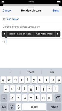 Press Insert Photo or Video and follow the instructions on the screen to attach a picture or a video clip.