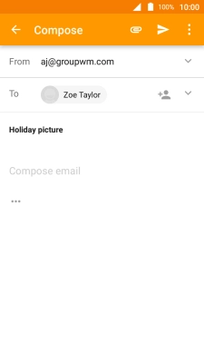 Press the text input field and write the text for your email message. Press the text input field and write the text for your email message.