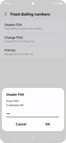 Key in your PIN2 and press OK.