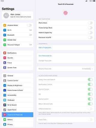 Press Turn Passcode On and key in a lock code of your own choice twice. Press Turn Passcode On and key in a lock code of your own choice twice.