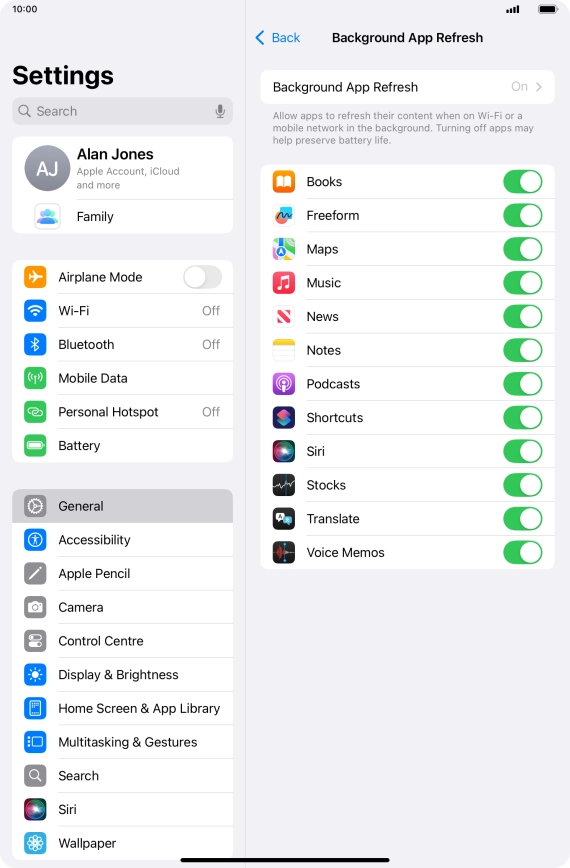 Press Background App Refresh.