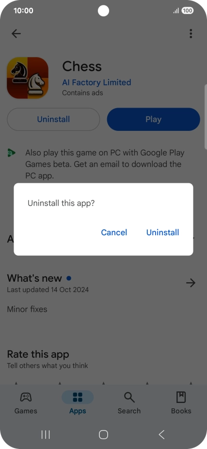 Press Uninstall.