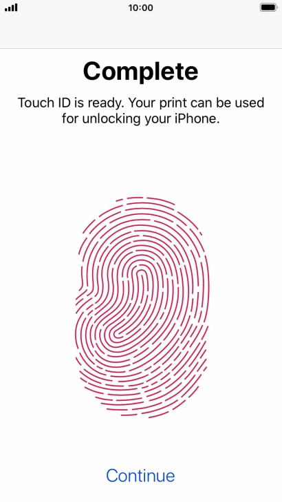 Press Continue. If you haven't previously selected a phone lock code, key in a code of your own choice twice.