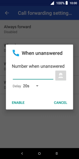 Key in +61414121121 and press ENABLE.
