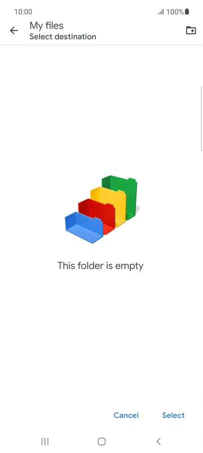 To create a new folder, press the new folder icon and follow the instructions on the screen to create a new folder.