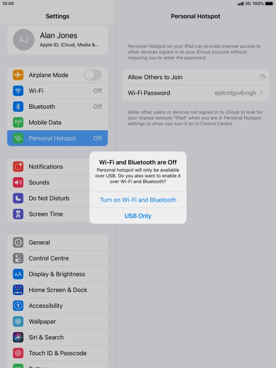 If Wi-Fi is turned off, press Turn on Wi-Fi and Bluetooth.