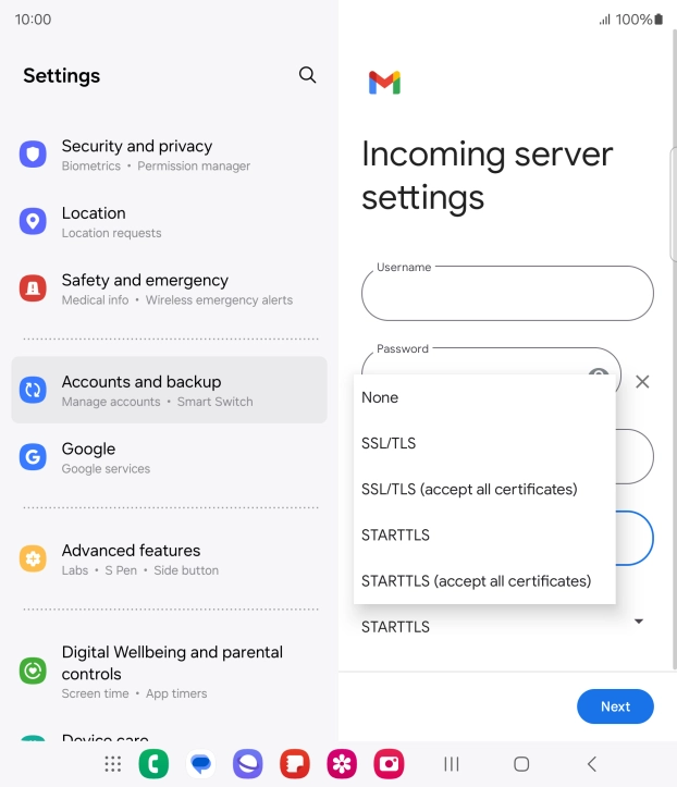 Press SSL/TLS. Press SSL/TLS.