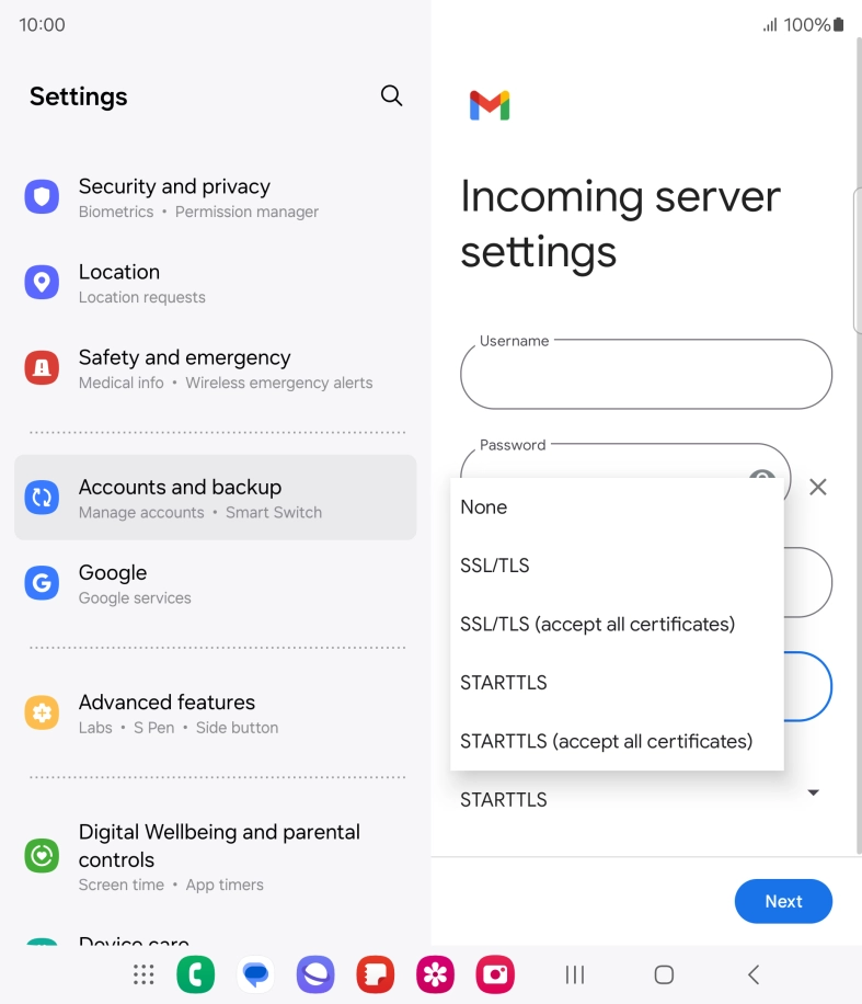 Press SSL/TLS. Press SSL/TLS.