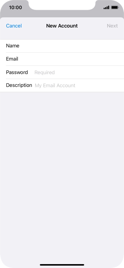 Press Password and key in the password for your email account.