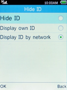 Select Hide ID and press the Left selection key to turn off the function.