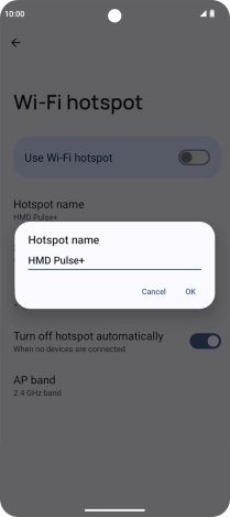 Press .Key in the required Wi-Fi hotspot name and press OK.
