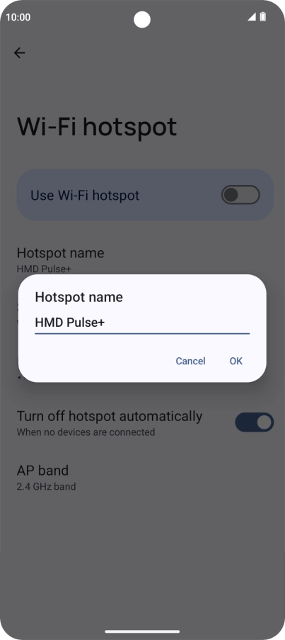 Press .Key in the required Wi-Fi hotspot name and press OK.