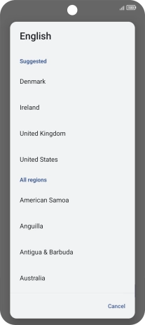 Press the required region. Press the required region.