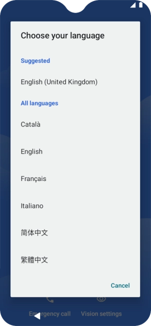 Press the required language. Press the required language.