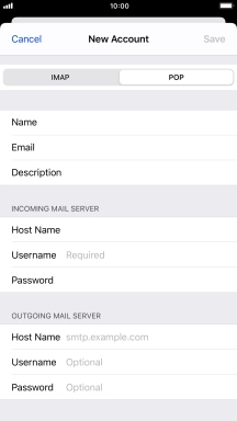Press Username and key in the username for your email account.