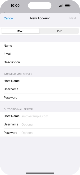Press Host Name and key in the name of your email provider's outgoing server. Please note that if you can't send email messages when using your email provider's outgoing server, key in smtp.vodafone.net.au (Vodafone's outgoing server).