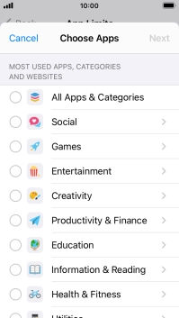 Press the indicators next to the required categories.
