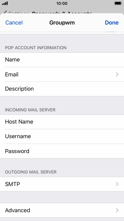 Press SMTP.
