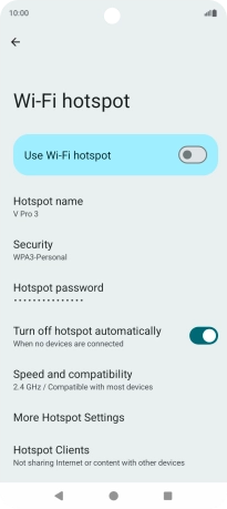 Press Hotspot password and key in the required password. Press Hotspot password and key in the required password.