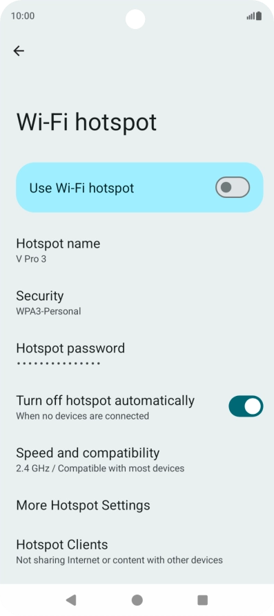 Press Hotspot password and key in the required password. Press Hotspot password and key in the required password.
