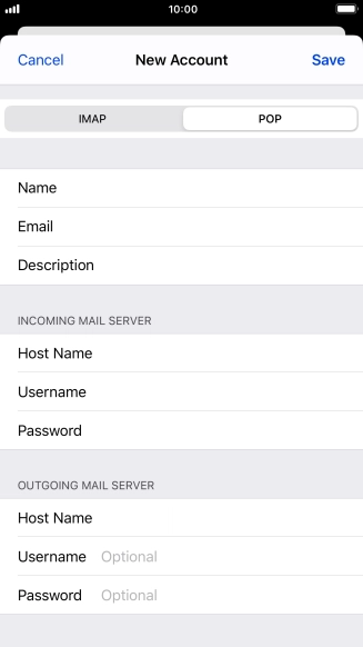 Press Username and key in the username for your email account. Please note that if you're using Vodafone's outgoing server, leave the username field empty.