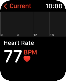 Your current heart rate is displayed below Current. Your current heart rate is displayed below Current.