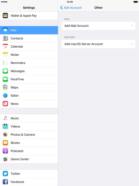 Press Add Mail Account.